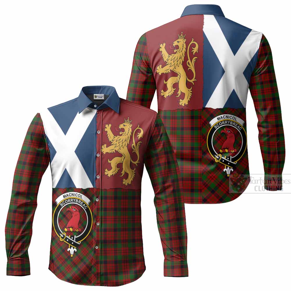 MacNicol (McNicol) Crest Tartan Long Sleeve Button Shirts with Lion Rampant Saltire Style