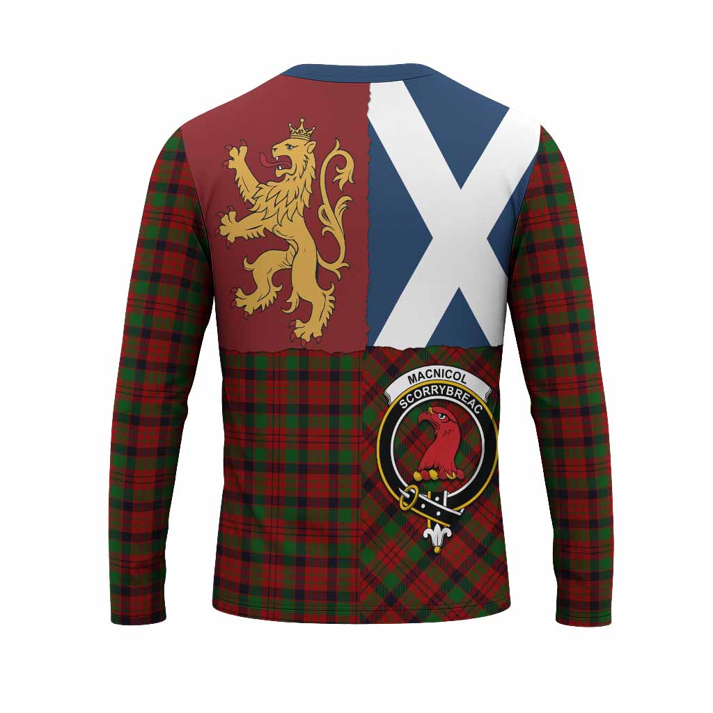 MacNicol (McNicol) Crest Tartan Long Sleeve T-Shirt with Lion Rampant Saltire Style