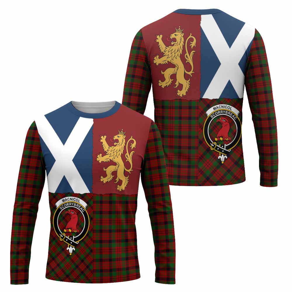MacNicol (McNicol) Crest Tartan Long Sleeve T-Shirt with Lion Rampant Saltire Style