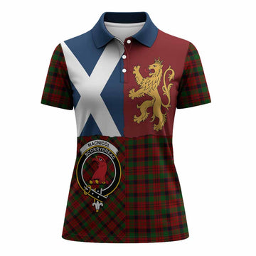 MacNicol (McNicol) Crest Tartan Women Polo Shirt with Lion Rampant Saltire Style