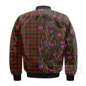 MacNicol (McNicol) Family Crest Tartan Bomber Jacket Scottish Thistle Flower Pattern Half Style