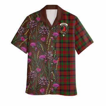 MacNicol (McNicol) Family Crest Tartan Hawaiian Shirt Scottish Thistle Flower Pattern Half Style - Tartan Vibes Clothing