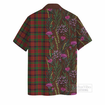 MacNicol (McNicol) Family Crest Tartan Hawaiian Shirt Scottish Thistle Flower Pattern Half Style - Tartan Vibes Clothing