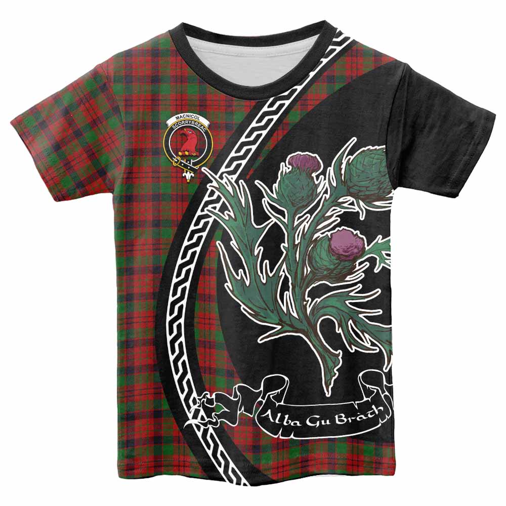 MacNicol (McNicol) Family Crest Tartan Kid T-shirt Alba Thistle Inspired - Tartan Vibes Clothing