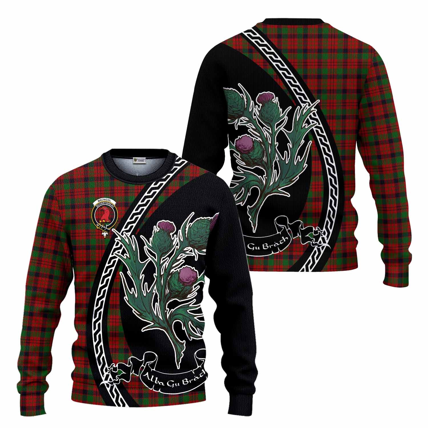 MacNicol (McNicol) Family Crest Tartan Knitted Sweater Alba Thistle Inspired - Tartan Vibes Clothing