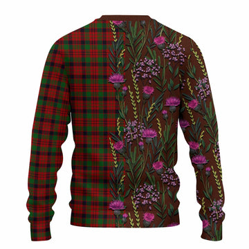 MacNicol (McNicol) Family Crest Tartan Knitted Sweater Scottish Thistle Flower Pattern Half Style