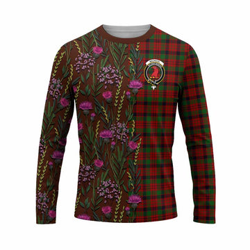 MacNicol (McNicol) Family Crest Tartan Long Sleeve T-Shirt Scottish Thistle Flower Pattern Half Style - Tartan Vibes Clothing