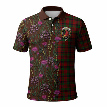 MacNicol (McNicol) Family Crest Tartan Polo Shirt Scottish Thistle Flower Pattern Half Style