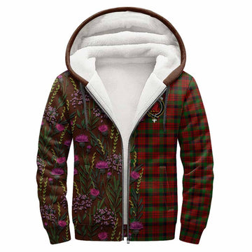 MacNicol (McNicol) Family Crest Tartan Sherpa Hoodie Scottish Thistle Flower Pattern Half Style