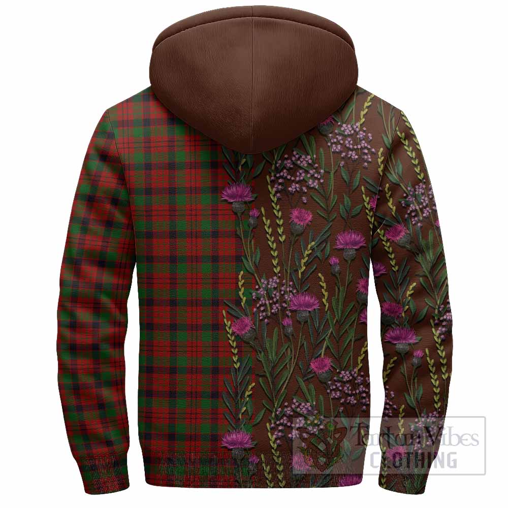 MacNicol (McNicol) Family Crest Tartan Sherpa Hoodie Scottish Thistle Flower Pattern Half Style - Tartan Vibes Clothing