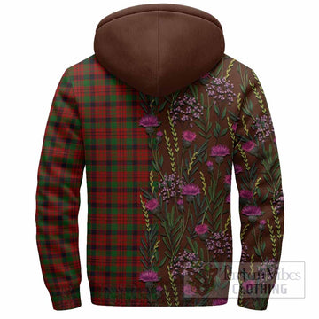 MacNicol (McNicol) Family Crest Tartan Sherpa Hoodie Scottish Thistle Flower Pattern Half Style