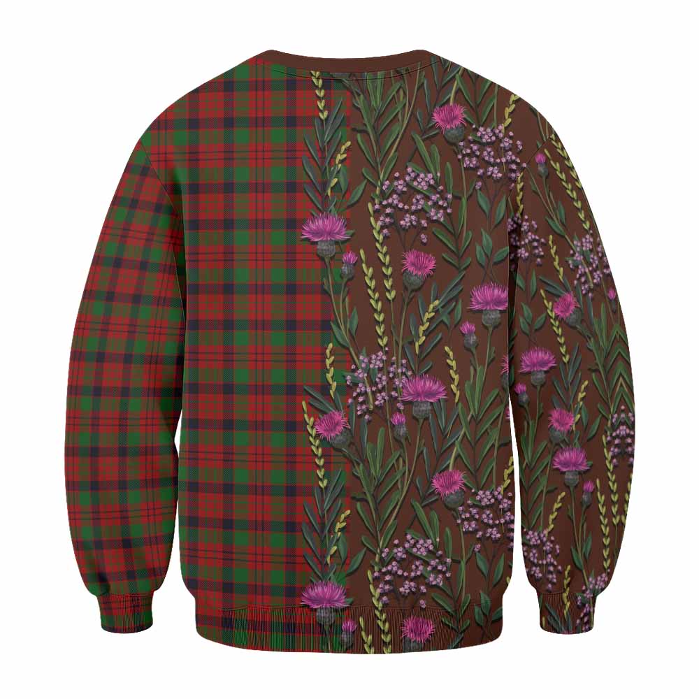 MacNicol (McNicol) Family Crest Tartan Sweatshirt Scottish Thistle Flower Pattern Half Style - Tartan Vibes Clothing