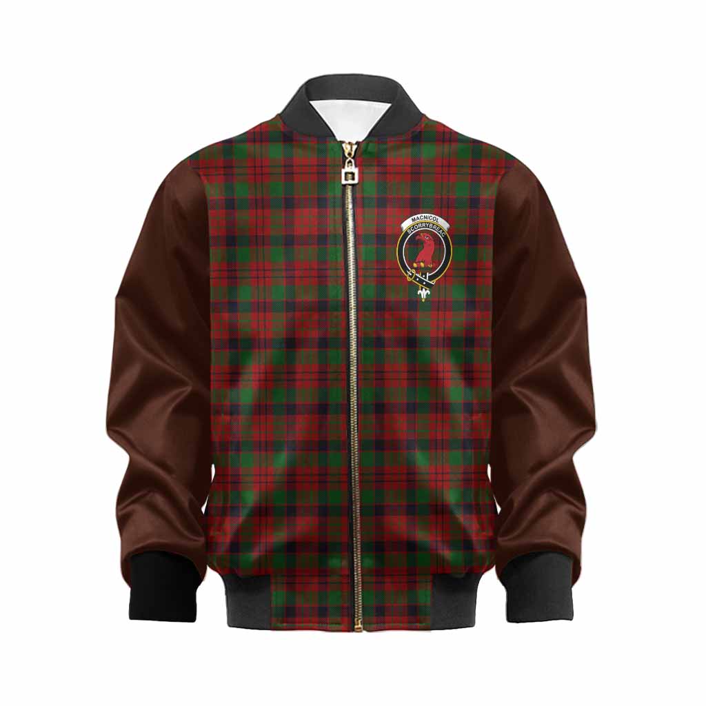 MacNicol (McNicol) Tartan Accent Kid Bomber Jacket with Family Crest