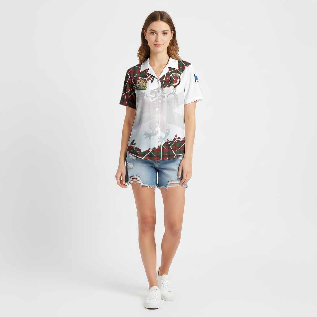 MacNicol (McNicol) Tartan Cotton Hawaiian Shirt with Family Crest and Lion Rampant Grunge Style