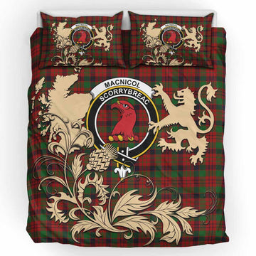 MacNicol (McNicol) Tartan Crest Bedding Set with Scottish Iconic Symbols 