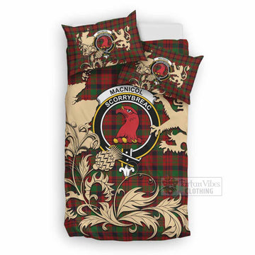 MacNicol (McNicol) Tartan Crest Bedding Set with Scottish Iconic Symbols 