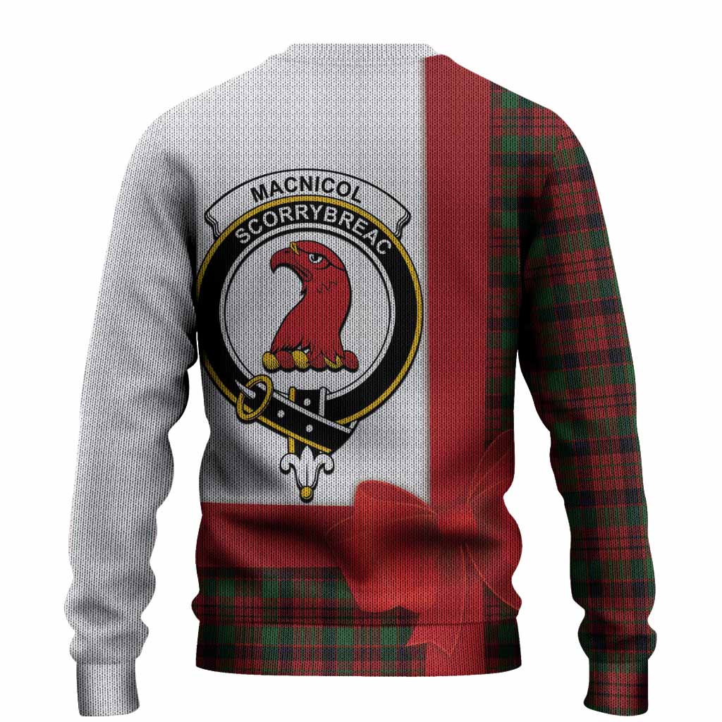 MacNicol (McNicol) Tartan Crest Christmas Christmas Ugly Sweater Highland Cow Bagpipes Coquette Bow Style