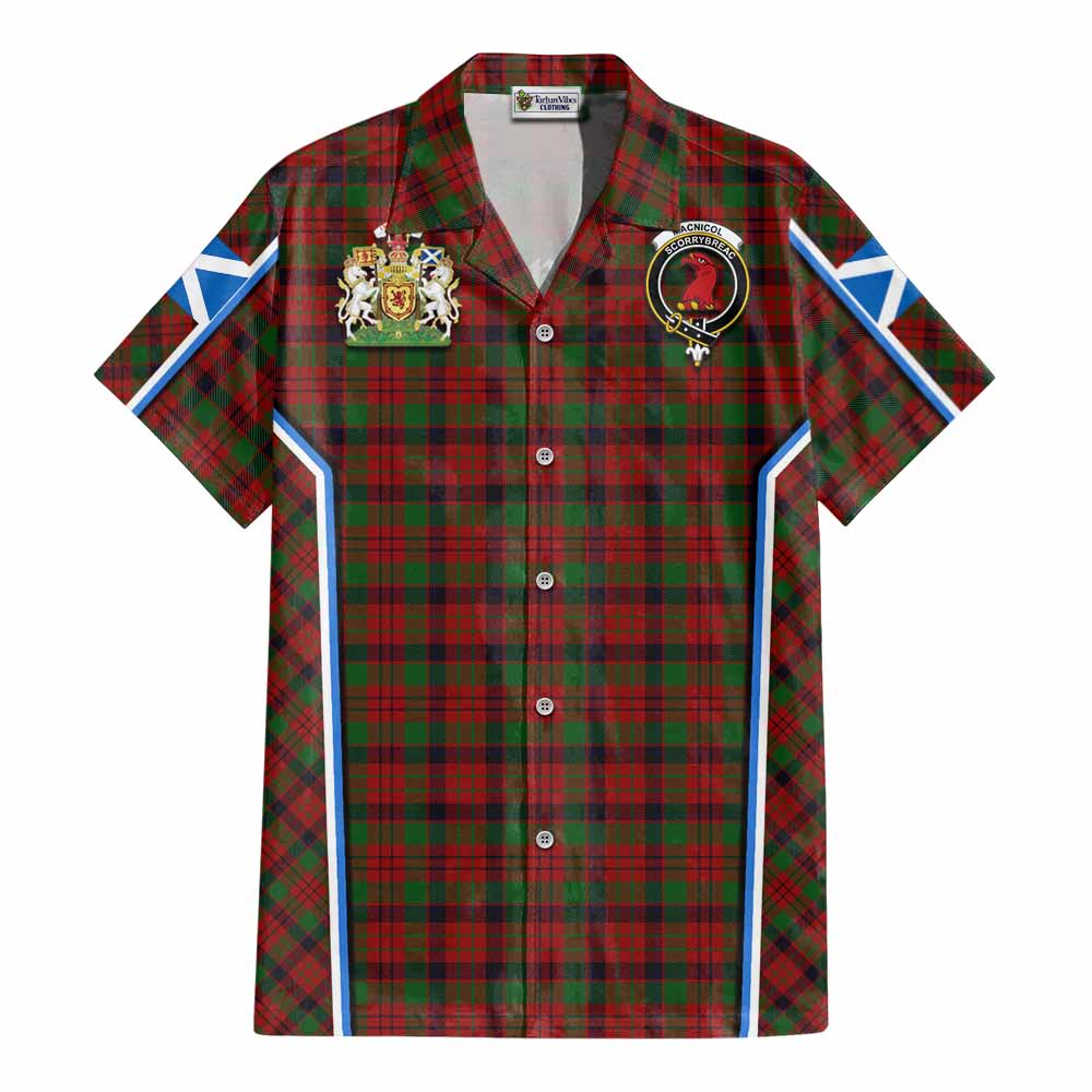MacNicol (McNicol) Tartan Crest Cotton Hawaiian Shirt Scotland Coat of Arm Flag Style - Tartan Vibes Clothing