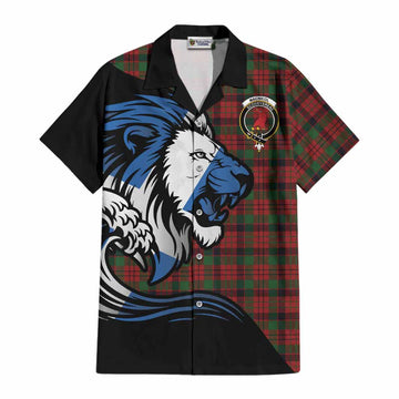 MacNicol (McNicol) Tartan Crest Cotton Hawaiian Shirt Scottish Golden Lions Wave Flow