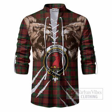 MacNicol (McNicol) Tartan Crest Ghillie Shirt Ferocious Lion Style