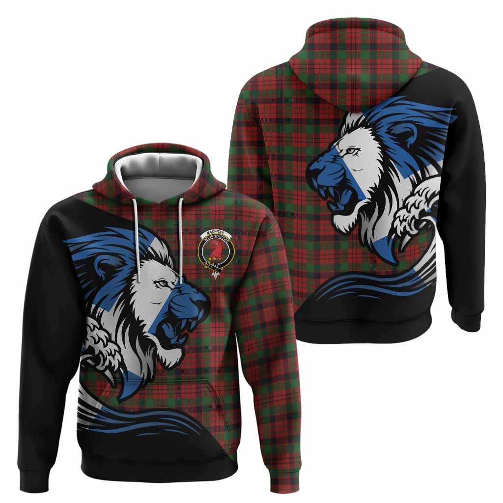MacNicol (McNicol) Tartan Crest Hoodie Scottish Golden Lions Wave Flow