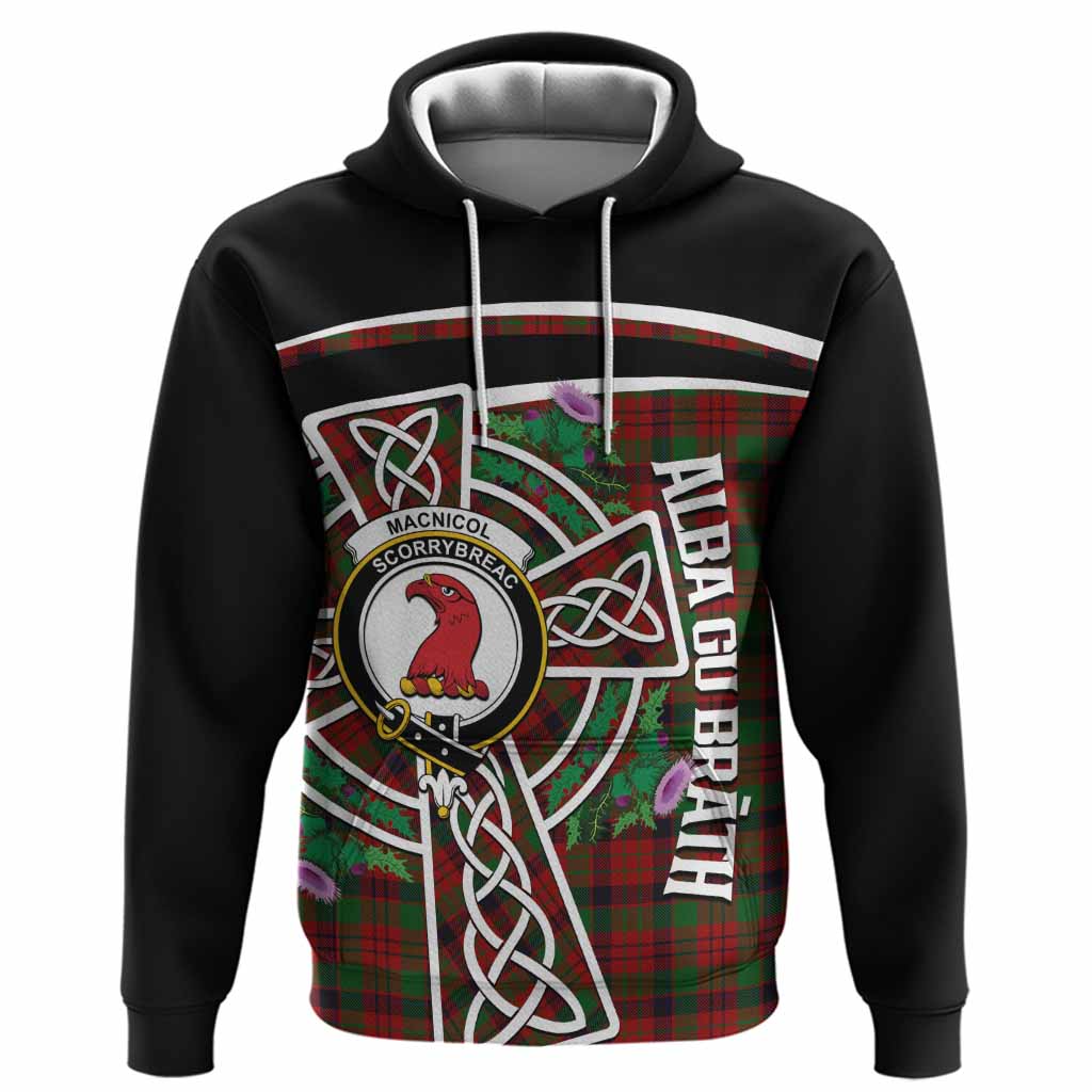 MacNicol (McNicol) Tartan Crest Hoodie Scottish Thistle Celtic Cross Alba Gu Brath