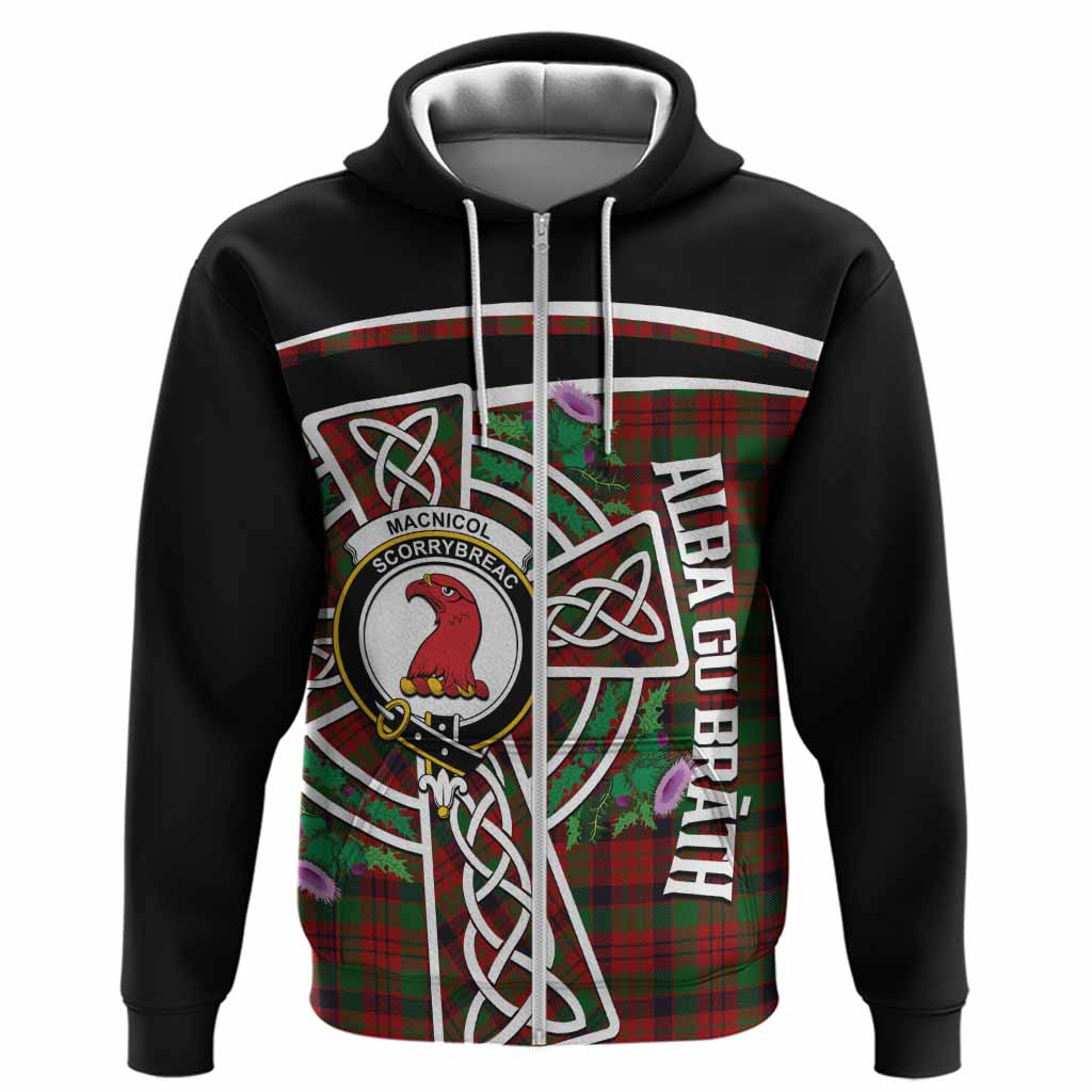 MacNicol (McNicol) Tartan Crest Hoodie Scottish Thistle Celtic Cross Alba Gu Brath
