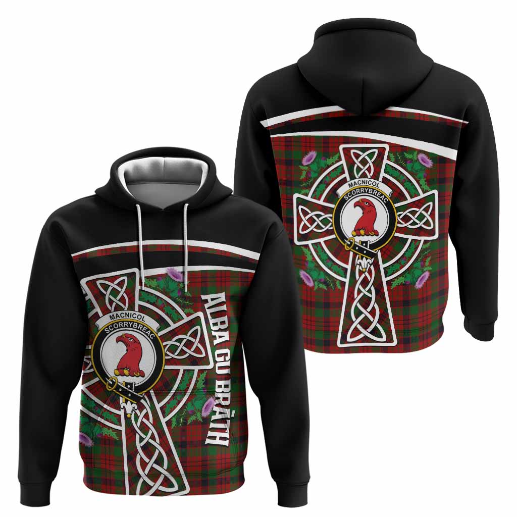 MacNicol (McNicol) Tartan Crest Hoodie Scottish Thistle Celtic Cross Alba Gu Brath