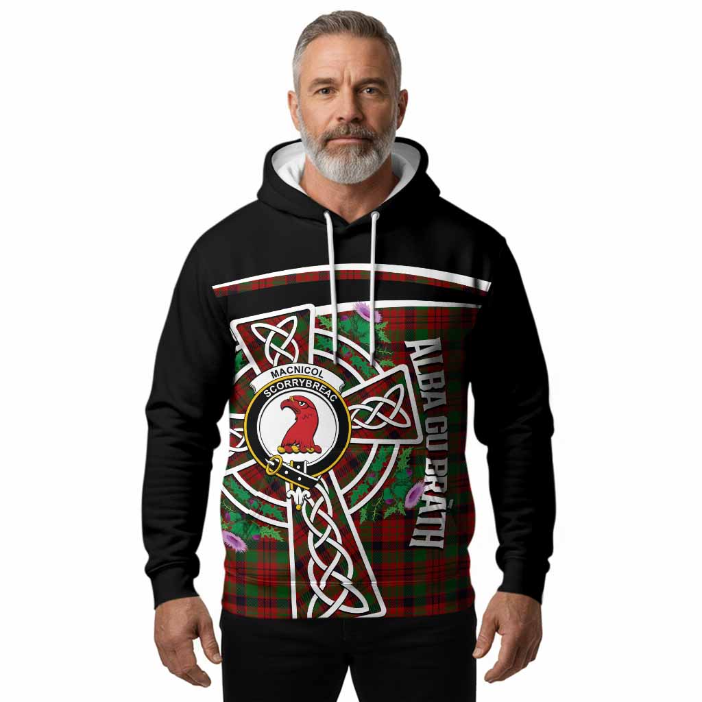 MacNicol (McNicol) Tartan Crest Hoodie Scottish Thistle Celtic Cross Alba Gu Brath