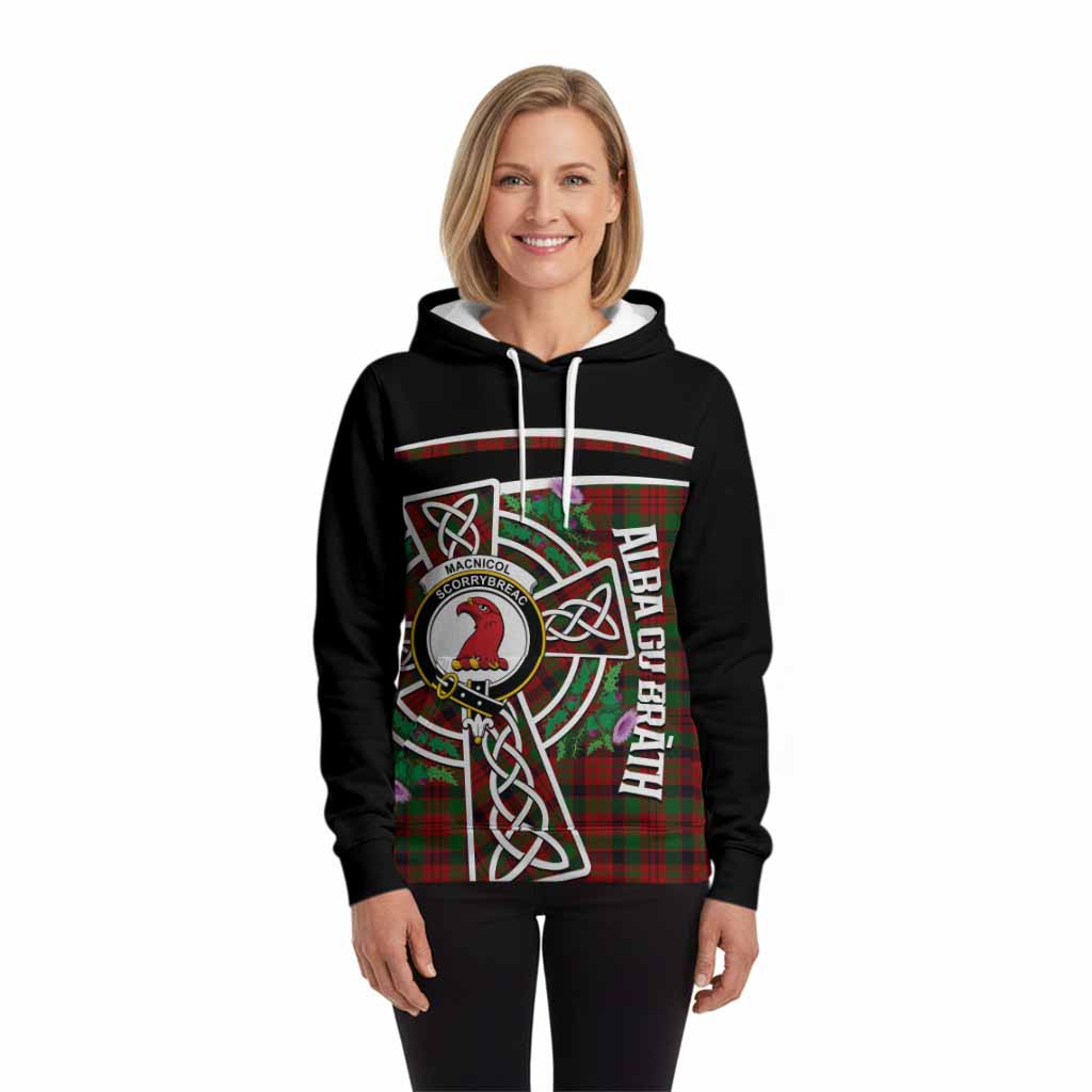 MacNicol (McNicol) Tartan Crest Hoodie Scottish Thistle Celtic Cross Alba Gu Brath