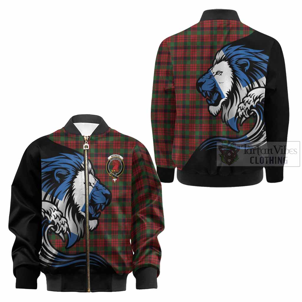 MacNicol (McNicol) Tartan Crest Kid Bomber Jacket Scottish Golden Lions Wave Flow