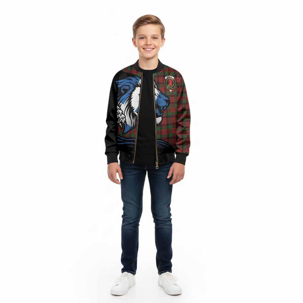 MacNicol (McNicol) Tartan Crest Kid Bomber Jacket Scottish Golden Lions Wave Flow