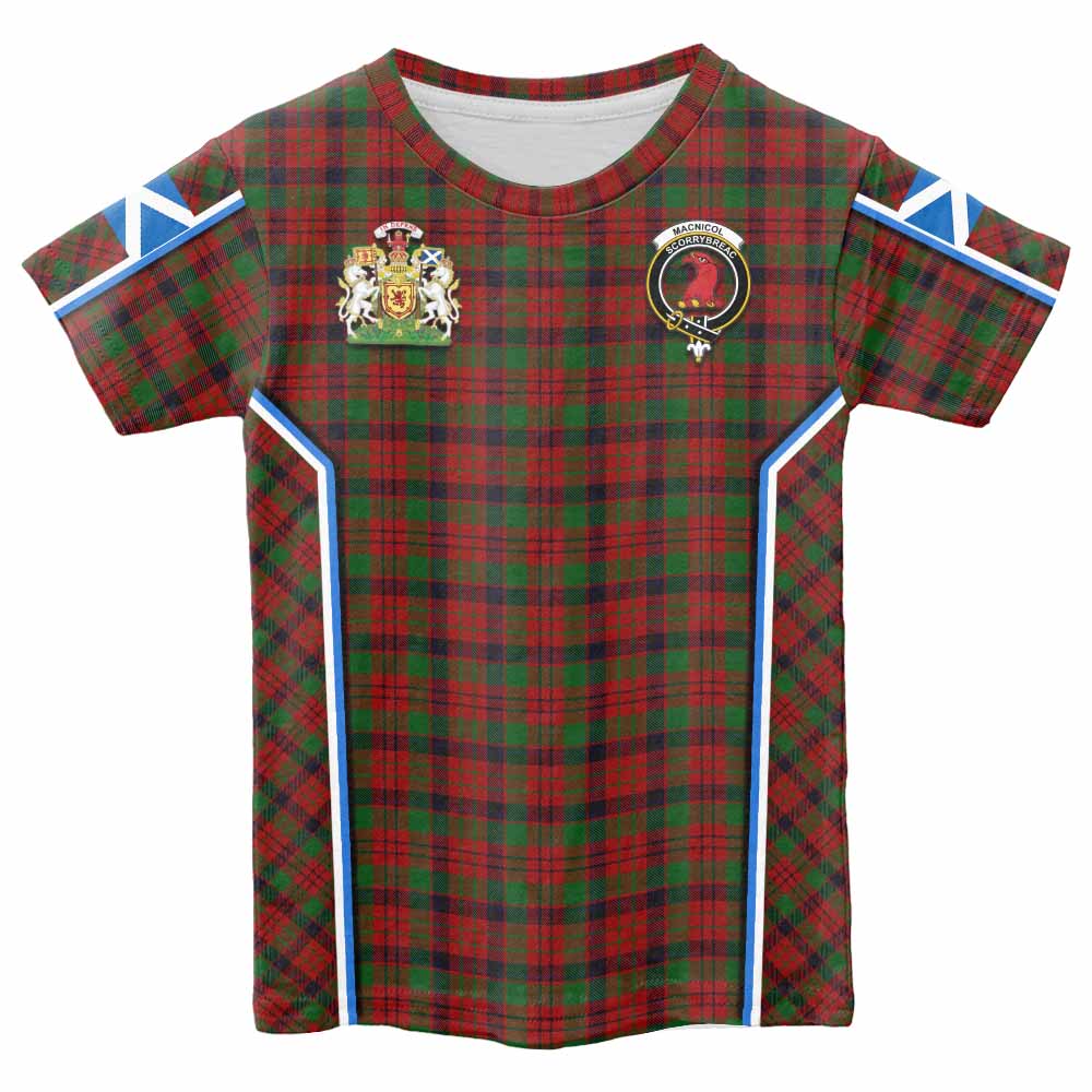 MacNicol (McNicol) Tartan Crest Kid T-shirt Scotland Coat of Arm Flag Style - Tartan Vibes Clothing