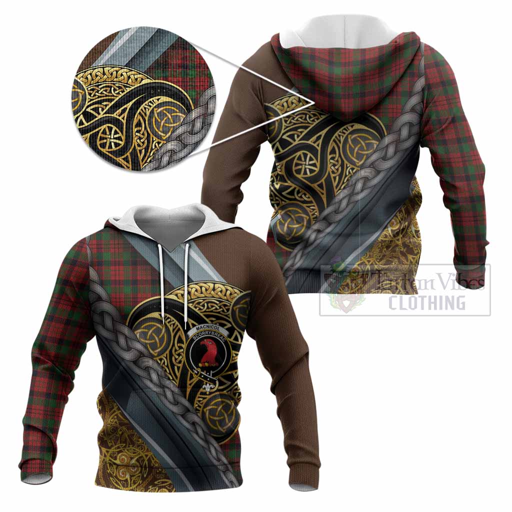 MacNicol (McNicol) Tartan Crest Knitted Hoodie Scottish Triskele Celtic