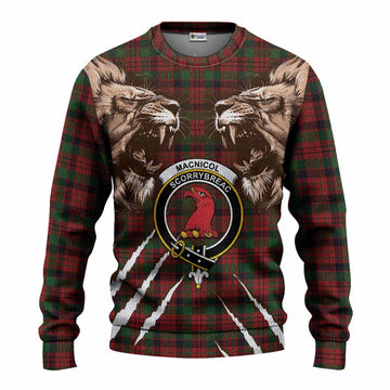 MacNicol (McNicol) Tartan Crest Knitted Sweater Ferocious Lion Style