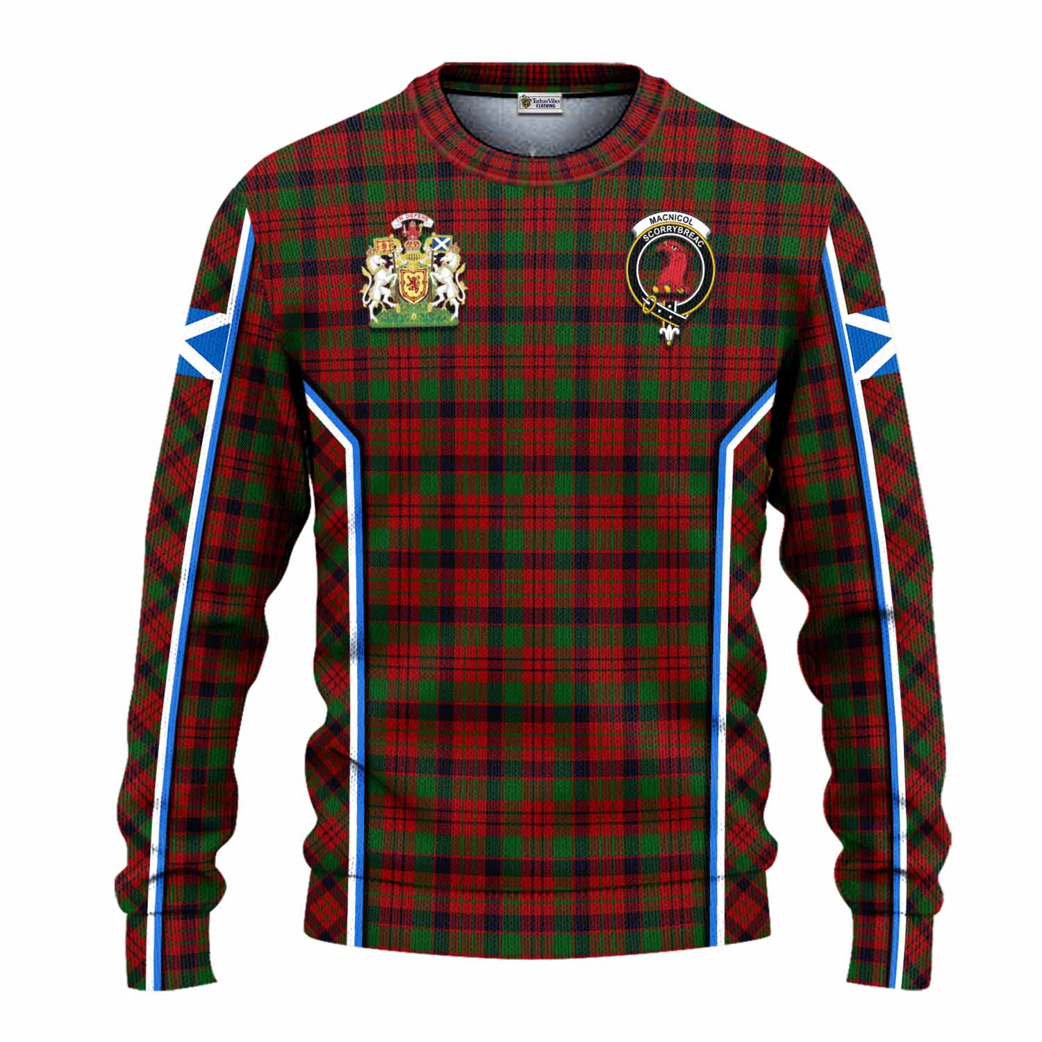 MacNicol (McNicol) Tartan Crest Knitted Sweater Scotland Coat of Arm Flag Style - Tartan Vibes Clothing