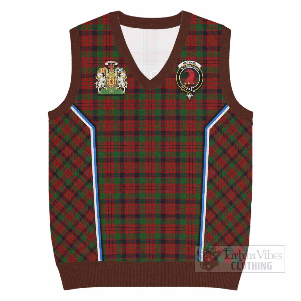 MacNicol (McNicol) Tartan Crest Knitted V-Neck Vest Scotland Coat of Arm Flag Style - Tartan Vibes Clothing