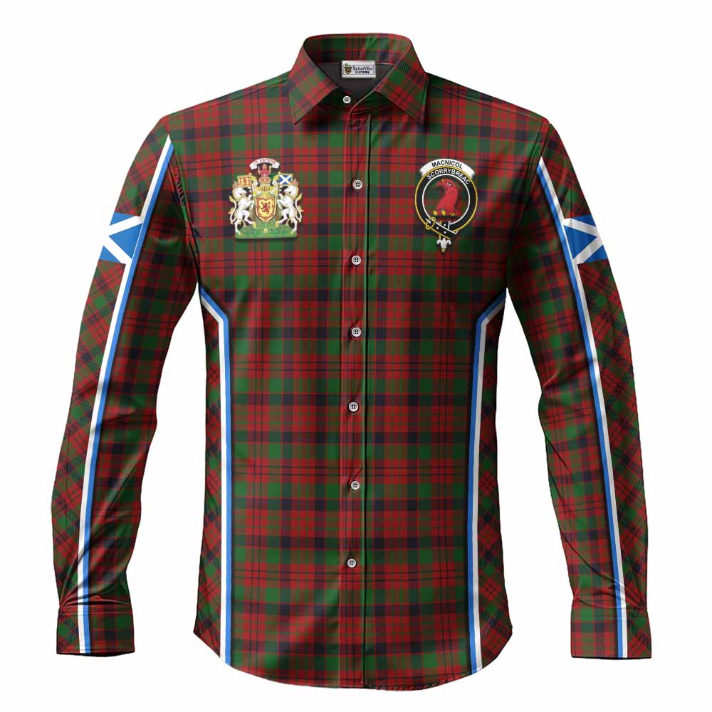 MacNicol (McNicol) Tartan Crest Long Sleeve Button Shirts Scotland Coat of Arm Flag Style - Tartan Vibes Clothing