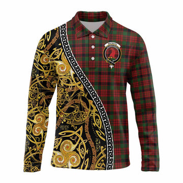MacNicol (McNicol) Tartan Crest Long Sleeve Polo Shirt Celtic Knot and Triple Trickle Spiral Symbols