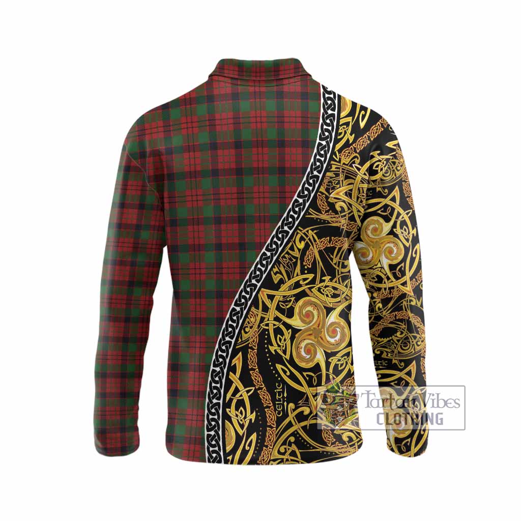 MacNicol (McNicol) Tartan Crest Long Sleeve Polo Shirt Celtic Knot and Triple Trickle Spiral Symbols