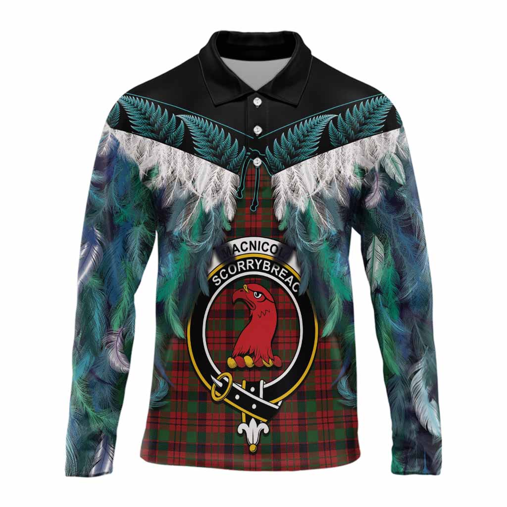 MacNicol (McNicol) Tartan Crest Long Sleeve Polo Shirt New Zealand Maori Korowai Cloak