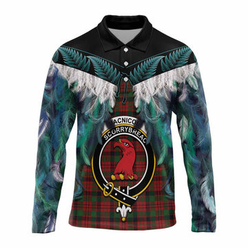MacNicol (McNicol) Tartan Crest Long Sleeve Polo Shirt New Zealand Maori Korowai Cloak