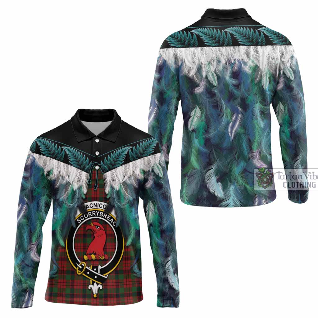 MacNicol (McNicol) Tartan Crest Long Sleeve Polo Shirt New Zealand Maori Korowai Cloak