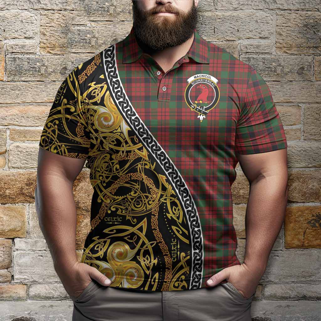 MacNicol (McNicol) Tartan Crest Polo Shirt Celtic Knot and Triple Trickle Spiral Symbols