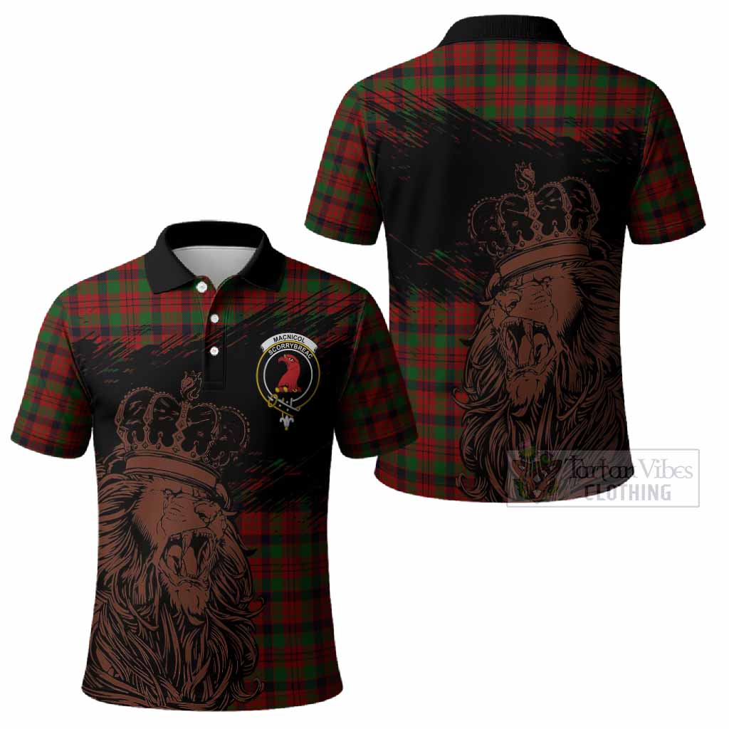 MacNicol (McNicol) Tartan Crest Polo Shirt Crowned Lion Heritage Style