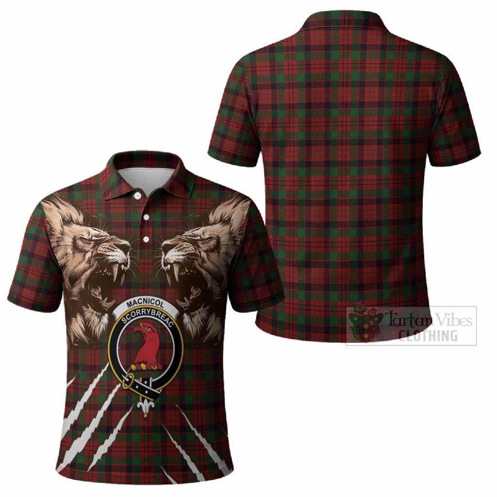 MacNicol (McNicol) Tartan Crest Polo Shirt Ferocious Lion Style
