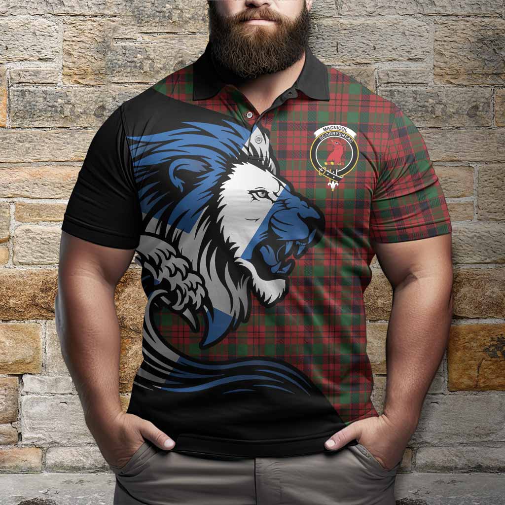 MacNicol (McNicol) Tartan Crest Polo Shirt Scottish Golden Lions Wave Flow