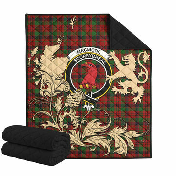 MacNicol (McNicol) Tartan Crest Premium Quilt with Scottish Iconic Symbols 