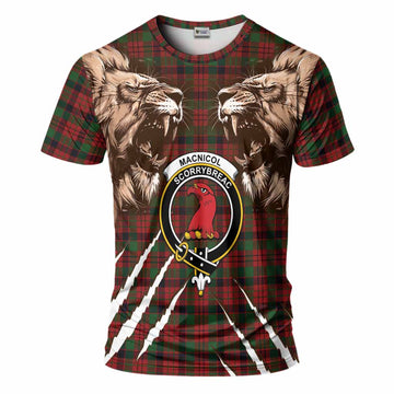 MacNicol (McNicol) Tartan Crest T-Shirt Ferocious Lion Style