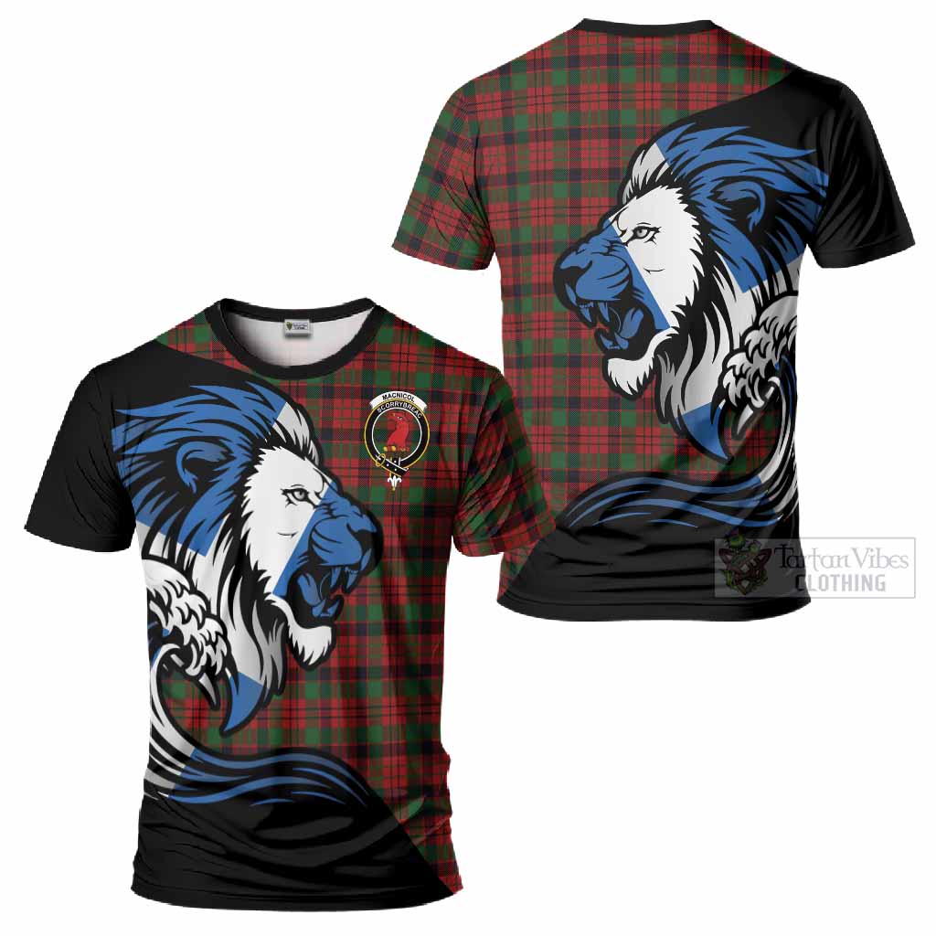 MacNicol (McNicol) Tartan Crest T-Shirt Scottish Golden Lions Wave Flow